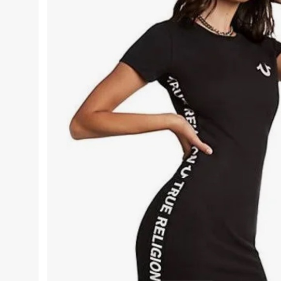 True Religion Black Contemporary Logo Taping Tee Plus Size (2XLg) Dress - Picture 12 of 12